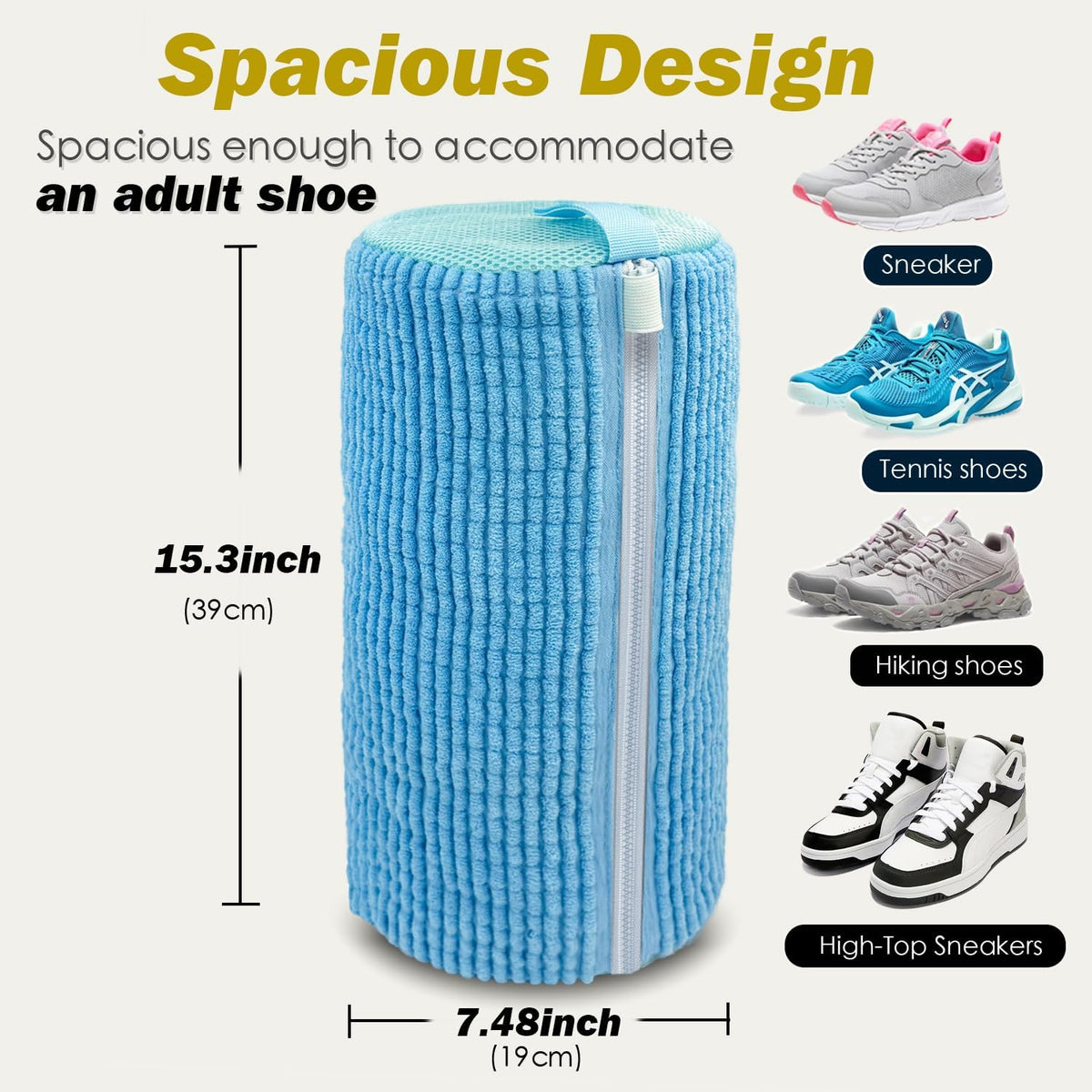 Shoe Washing Machine Bag,Laundry Shoe Bag for Washer and Dryer,Reusable Shoe Cleaning Bag for Sneakers,Tennis Shoes,With Self-locking Zipper, Microfiber Inside,Include Shoes Storage Bag