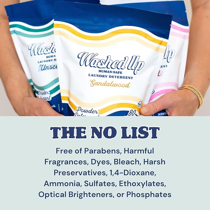 Sandalwood Laundry Detergent Powder | Only 100% Pure Essential Oils | Safe for Sensitive Groups | Powerful Clean | Plant & Mineral-Based | Made in USA | 3lbs
