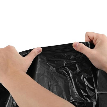 happimess HPM3000V-BLACK 30 Gallon Drawstring Unscented Trash Can Liner for Business Home Kitchen Commercial and Industrial Black (100-Count, 4-Rolls of 25 Liners)