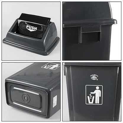 18 Gallon Grey Commercial Trash Can with Swing Lid, Garbage Can for Outdoor Office Restaurant School Kitchen (Pack of 4)