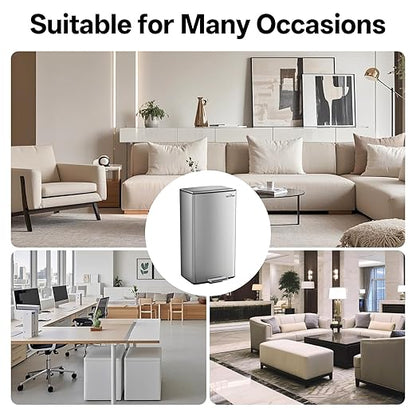 mVm 10.6 Gallon Kitchen Step Trash Can, Soft-Close and Foldable Foot Pedal Heavy Duty Bin for Offices Dorms Home Rooms (Gray)