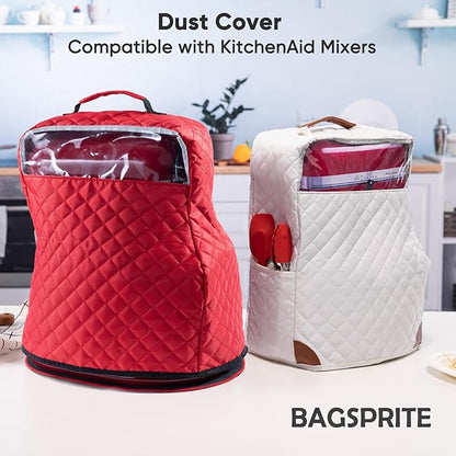 BAGSPRITE Stand Mixer Cover with Appliance Sliders Compatible with KitchenAid Mixer 6/7/8 Quart with Pockets for Kitchen Aid Accessories and Attachments