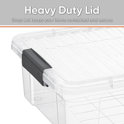 Superio Clear Storage Boxes with Lids, 16 Quart Plastic Container Bins for Organizing, Stackable Crates, BPA Free, Non Toxic, Odor Free, Organizers for Home, Office, School, and Dorm