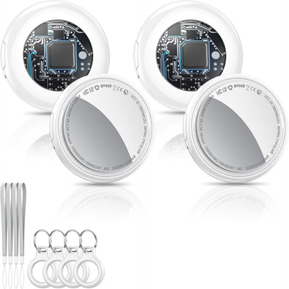 2025 New [Apple MFi Certified] (iOS Only) Air Tracker Tags-4 Pack, Bluetooth Tracker for Apple Find My, Replaceable Battery, Key Finder and Item Locator Smart Tag for Keys, Bags, Luggage, Pet (White)