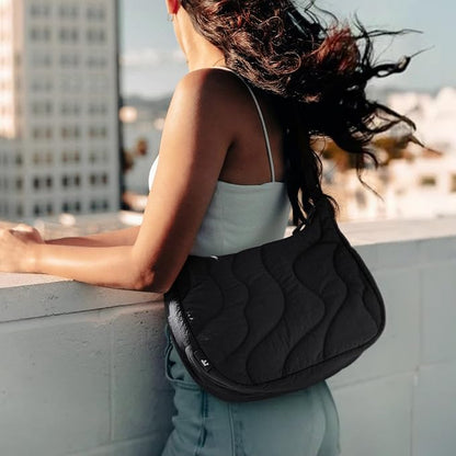 tomtoc 9L Puffer Sling Crossbody Bag for Women Trendy, Nylon Quilted Crescent Shoulder Bag Purses for 11-inch iPad Air/Pro & Nintendo Switch 2, Puffy Travel Hobo Handbag with Organized Inner Pockets