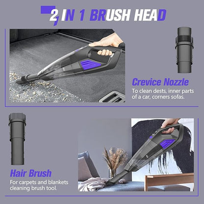 Handheld Vacuum Cordless Cleaner,Powerful Portable and Dust Buster Hand Vcauum Rechargeable with Large-Capacity Battery for CarPetOfficeHome (Dark Purple)