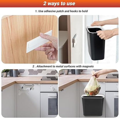 Skyflame 2.1 Gallon Magnetic Garbage Can, BBQ Grills Utensils Organizer Holder, Wall-Mounted Hanging Trash Bin for Kitchen, Cabinet, Door, Bedroom, Bathroom, Camping