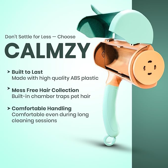 CALMZY Pet Hair Removal Tool, Reusable Lint Roller for Pet Hair, Dog Hair Remover Couch for Cleaning Rug, Carpet, Bed, Cat Hair Remover & Updated 2025, Pet Hair Remover Roller (Green and Orange)