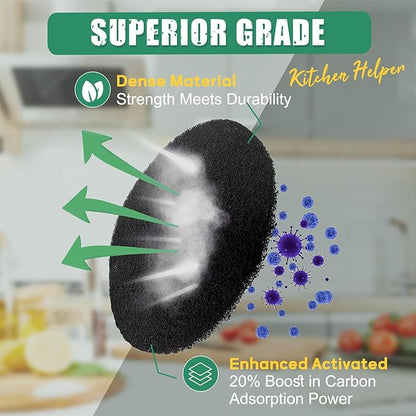 7.25 Inch Charcoal Filters for 10 Pack Kitchen Countertop Compost Bins - Extra Thick 0.3" for Longer Lasting Activated Carbon