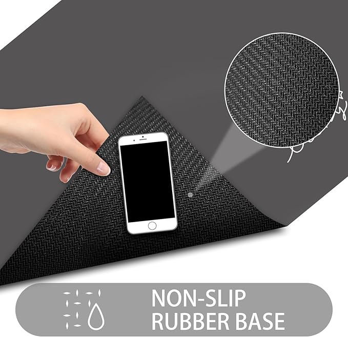 Ultra Thin Door Mat Indoor Entrance, 1/10 in Thin Door Mats for Inside Entry, Non-Slip Rubber Backing Washable Doormat, Fade Resistant, Absorbent, Low Profile Dirt Trapper, 24"X16", Black