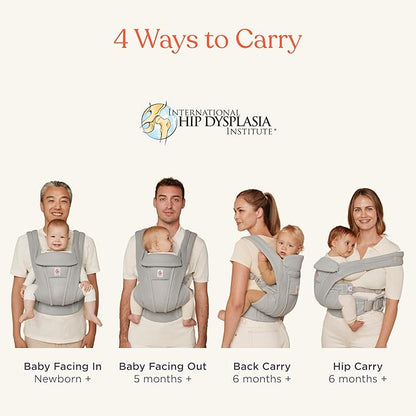 Ergobaby Omni Deluxe Baby Carrier Newborn to Toddler - Breathable Baby Carriers for Summer - All-Position Carrier with Enhanced Lumbar Support & Airflow (7-45 Pounds), Natural Linen