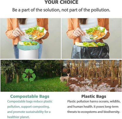 AYOTEE Small Trash Bags 2.6 Gallon Compostable Trash Bags Bathroom Wastebasket Can Liners, 125 Count Mini Compost Bags for Kitchen Bathroom Office Fit 10 Liter, Green