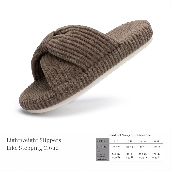 Chantomoo Slippers for Women Memory Foam House Bedroom Corduroy Bow Crossbands Slide Slipper Shoes Comfy Trendy Gift Slippers