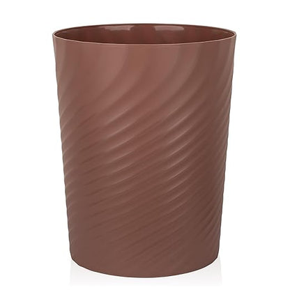 UUJOLY Plastic Trash Can Wastebasket, Garbage Container Basket for Bathrooms, Kitchens, Offices, Kids Rooms (Brown, 1.8 Gallon)