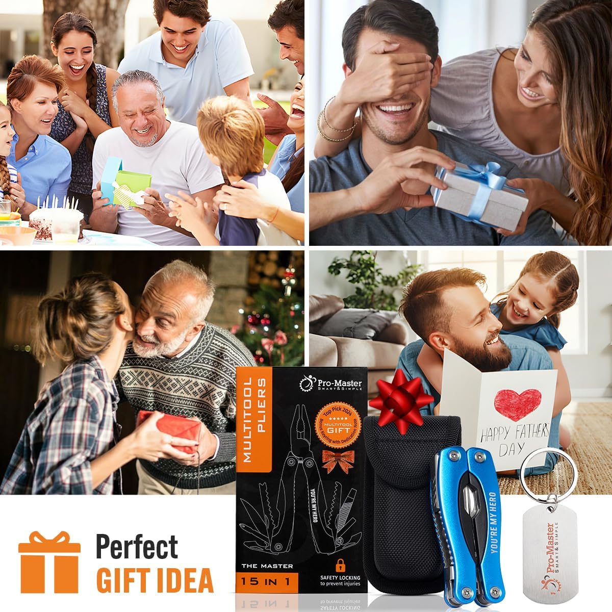 YOU ARE MY HERO Multitool 15-in-1 | Practical Gift for Dad Husband Grandpa Son, Engraved Multi Tool for EDC & Outdoors, Great Birthday Appreciation Gift from Daughter Son Wife, Unique Gadget for Men