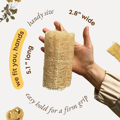Natural Loofah Dish Sponge (Pack 4) - Vegetable Scrubber for Kitchen - 100% Biodegradable Compostable Dishwashing Scouring Pad Zero Waste