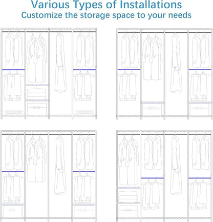VIPEK V40 Medium Garment Rack Heavy Duty Clothes Rack for Hanging Clothes, Multi-Functional Bedroom Clothing Racks Freestanding Closet Portable Closet Wardrobe, Max Load 900lbs, Black