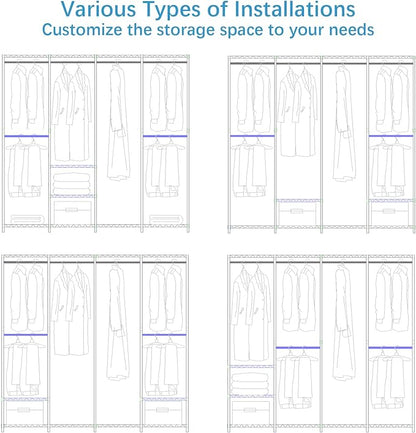 VIPEK V40 Wire Garment Rack Heavy Duty Clothes Racks for Hanging Clothes, Multi-Functional Bedroom Clothing Racks Freestanding Closet Wardrobe Rack, 76" L x 15.7" W x 76.4" H, Max Load 1110lbs, White