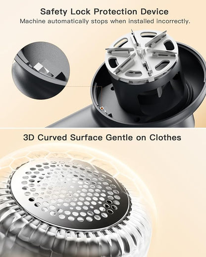 coldSky Rechargeable Fabric Shaver, Lint Shaver with Digital Display, Sweater Shaver with 6-Leaf Blades and Safety Lock, 3-Speeds Defuzzer Remove Fuzz, Pills from Clothes, Furniture, Sofa, Dark Gray