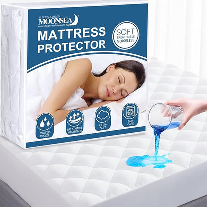 Full XL Mattress Topper Pad Waterproof Mattress Protector, Absorbent Quilted Full XL Mattress Cover with Deep Pocket