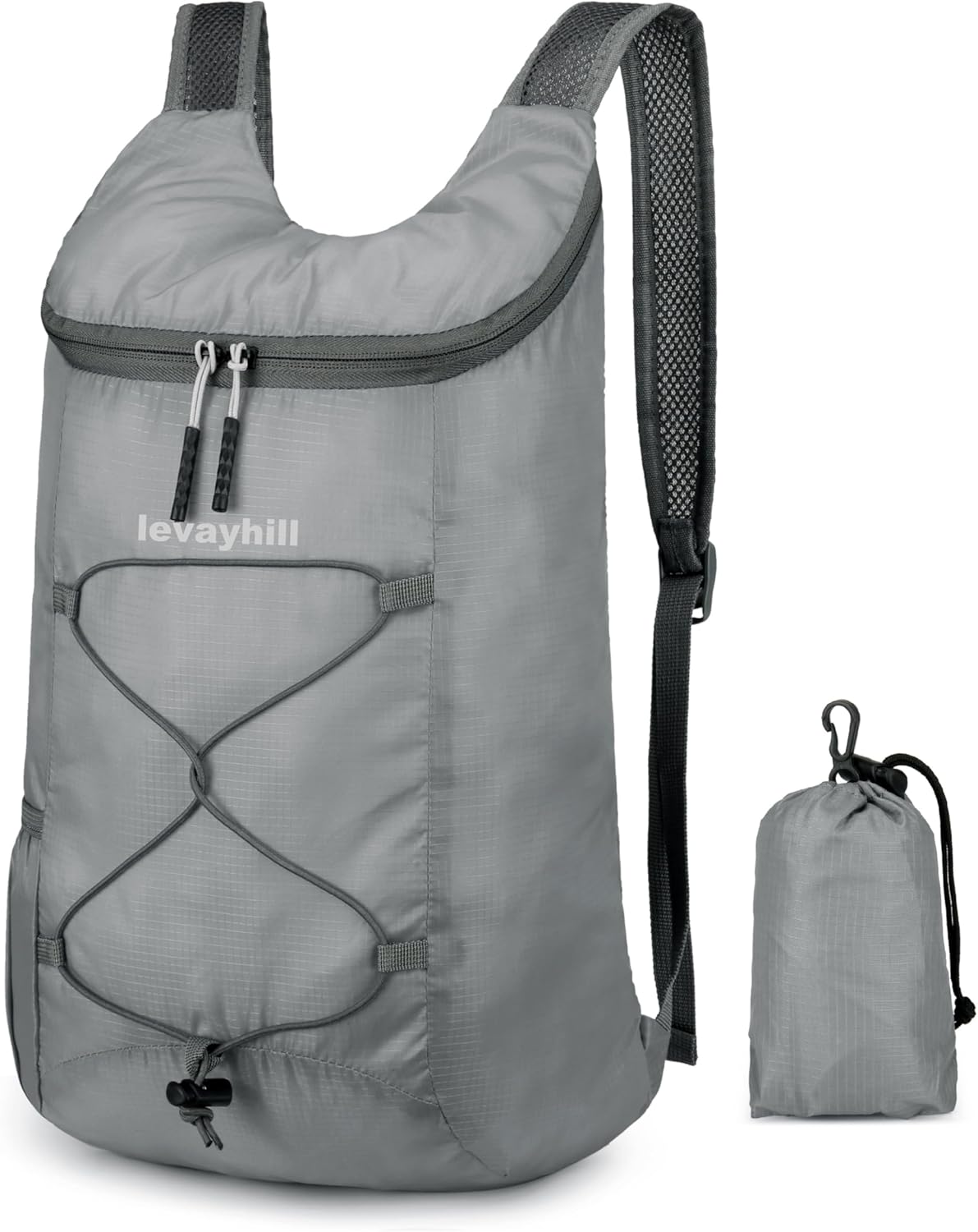 16L Hiking Daypack Lightweight Foldable Travel Backpack Water Repellent Camping Outdoor Packable Easy Carry-on Bag (Gray)
