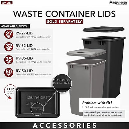 Rev-A-Shelf Pullout Dual Trash Cans for Full Height Kitchen Garbage Cabinet 50 Quart 12.5 Gallon with Soft-Close Slides, Orion Gray, 53WC-2150SCDM-213