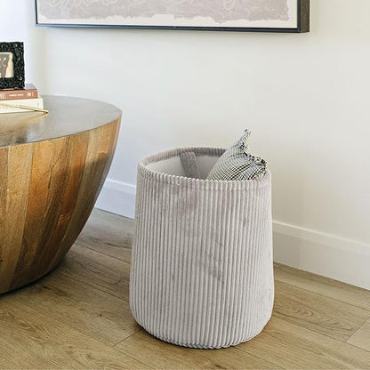PUTSKA Blanket Basket – Round Storage for Toys and Blankets, Clothes, Stuffed Animals – Soft Baby Girl Basket for Nursery, Kids Room, Bedroom, Living Room – Large, Grey