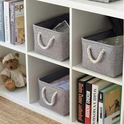TcaFmac Organization and Storage Basket for Organizing - Large 4 Pack 16x12x8 inch Collapsible Storage Bins for Shelves, Fabric Storage Cubes for Closet Cloth Nursery Toy Books Gifts (Grey)