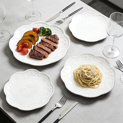 Gaolinci European Palace Series Lace Embossed Ceramic Dinner Plate