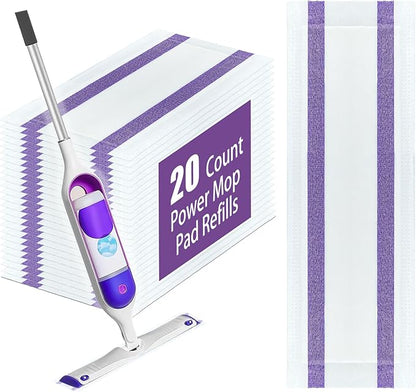 20 Count New Disposable Mop Refills for Swiffer Power Mop,Extended Super Absorbent mop Cloth Compatible with Swiffer Power Mop,Replacement Pads for Floor Cleaning.(Super Absorbent/Velcro)