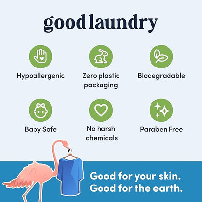Good Laundry Flowers of Paradise Detergent Sheets, & Dryer Sheet Bundle - No Plastic Jugs, Eco-Friendly, Zero Harsh Chemicals, Hypoallergenic - Based in the USA