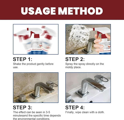 Mould Cleaner Spray Powerful Foam Cleaning Spray | Multi-Surface Fast-Acting Stain Remover for Kitchen, Bathroom, Wall and Tile Cleaning, No Scrubbing Required (2, 2.04oz*2)