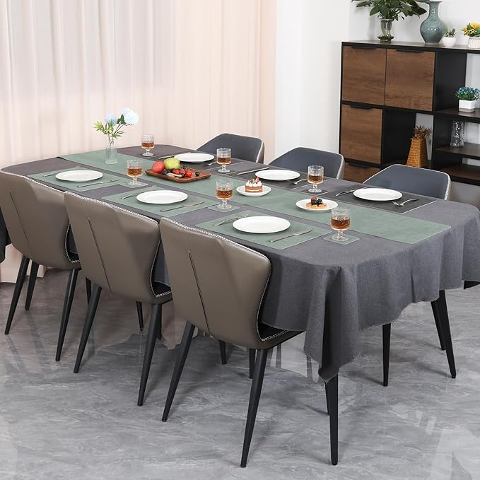 Table Runners 94 Inches Long, Dual-Sided Faux Leather Farmhouse Table Runner Waterproof Heatproof Non-Slip for Living Room Party Home Decor Holiday Decorations(Gray Sage Green, 12 x 94 Inch)