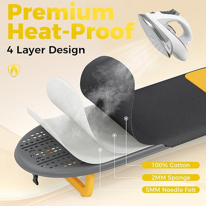 KINGBOARD Tabletop Ironing Board, Small Ironing Board with Iron Mat, Foldable Mini Iron Board, Easy Storage for Travel & Dorm, 12x32 Black