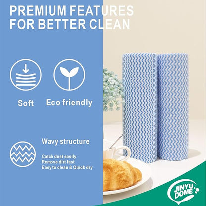 Handi Wipes Reusable Cloths, Blue Disposable Kitchen Cleaning Rolls, Heavy Duty Cleaning Cloths,J Cloth, Blue, 50 Pcs/Roll, Total 3 Rolls