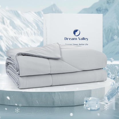 Dream Valley® Outlast® Deepsleep Cooling Comforter, King Size, NASA-Grade Space Technology Cooling Blanket for Hot Sleepers Night Sweats, Q-Max > 0.45Aerocool™ Breathable Light Grey, 106"x90"