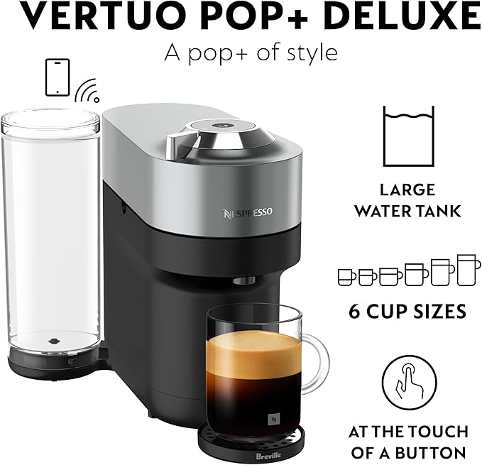 Nespresso Vertuo Pop+ Deluxe Coffee and Espresso Maker by Breville, Titan