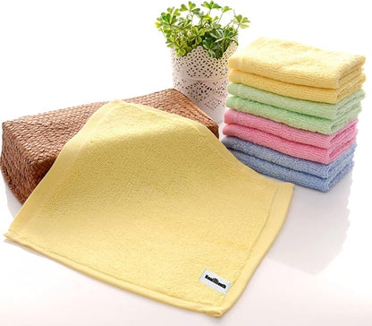 Bamboo Microfiber Cleaning Cloth-8Pcs Kitchen Wash Cloths,Wood Fiber Window Glass Rags,Micro Fiber Cloth for Cleaning Suitable for Dishes,Car Towel Rag Made From Baby Washcloths Material (yellow)