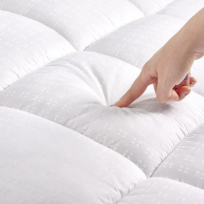 SLEEP ZONE Twin XL Cotton Mattress Pad for College Dorm, Machine Washable Mattress Protector Cover, Soft Cotton Top Cooling Mattress Topper Fits 8-21 inch Deep Pocket, Twin XL
