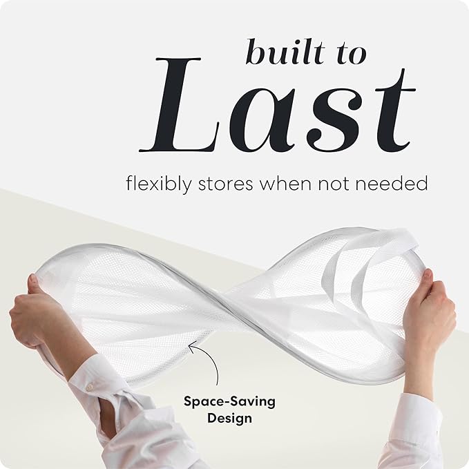 Handy Laundry Collapsible Mesh Pop Up Hamper with Wide Opening and Side Pocket - Breathable, Sturdy, Foldable, and Space-Saving Design for Clothes and Storage (White)