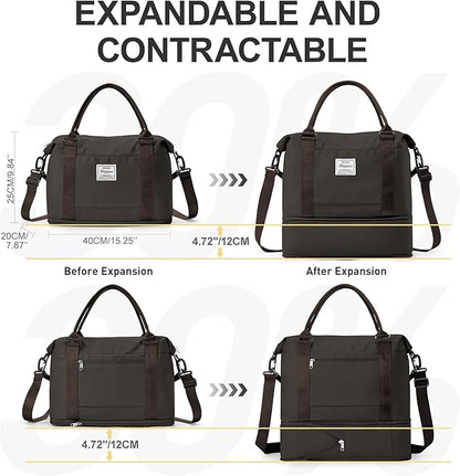 Travel Duffel Bag, Sports Tote Gym Bag, Shoulder Weekender Overnight Bag for Women