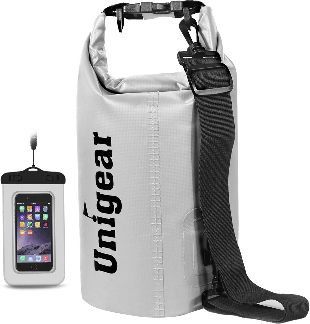 Unigear Dry Bag Waterproof, 2L/5L/10L/20L/30L/40L Floating and Lightweight Bags for Kayaking, Boating, Fishing, Swimming and Camping with Waterproof Phone Case
