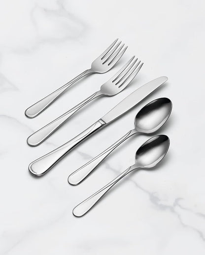 Oneida Flight 65 Piece Everyday Flatware, Service for 12, 18/0 Stainless Steel, Silverware Set, Dishwasher Safe