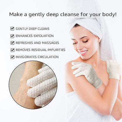 Evridwear Exfoliating Dual Texture Bath Gloves for Shower, Spa, Massage and Body Scrubs, Dead Skin Cell Remover, Gloves with Hanging Loop (1 Pair Light Glove)