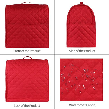 Stand Mixer Cover compatible with Kitchenaid Mixer, Fits All Tilt Head & Bowl Lift Models with 3 Organizer Bag for Accessories. (Red, For Tilt Head 4.5-5 Quart)