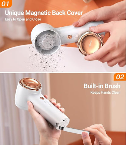 TORRAS Fabric Shaver Lint Remover, Rechargeable Electric 3-Speed Sweater Shaver Remove Fuzz, Pilling for Cashmere, Wool, Coat, Furniture, Clothes depiller with Replacement Blades, Pearl White