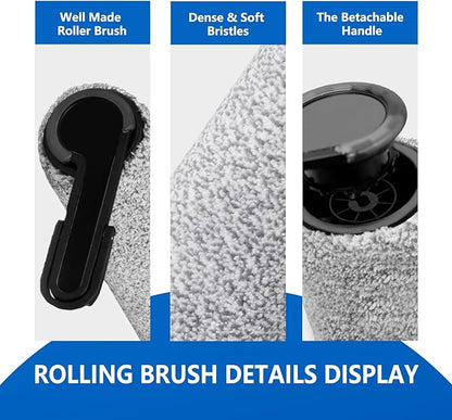 Roller Brush and Filter Replacement Compatible with Tineco Floor One Stretch S6,Floor One Switch S6 Cordless Vacuum Cleaner, Replacement Parts Include 3 Brush Rollers, 3 Filters