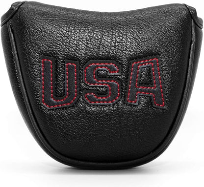 Golf Putter Cover, Putter Headcovers Golf Club Head Covers Putter Headcover for Blade Leather Golf Mallet Putter Head Covers with Magnetic for All Brands USA Style