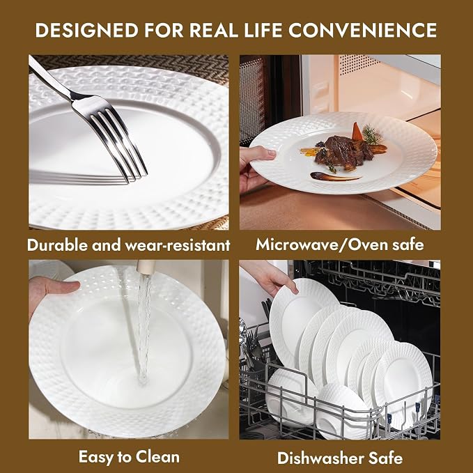 64Pc Bone China Dinnerware & Silverware Set,