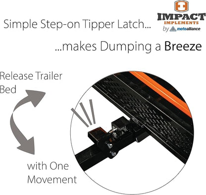 Impact IMPLEMENTS® 1500lb Utility Cart Cargo Trailer with Solid Steel Floor for Lawn/Garden Tractors, ATV's, UTV's and More. Original Design with USA Trademark. Pivoting Feature for Precise Unload.